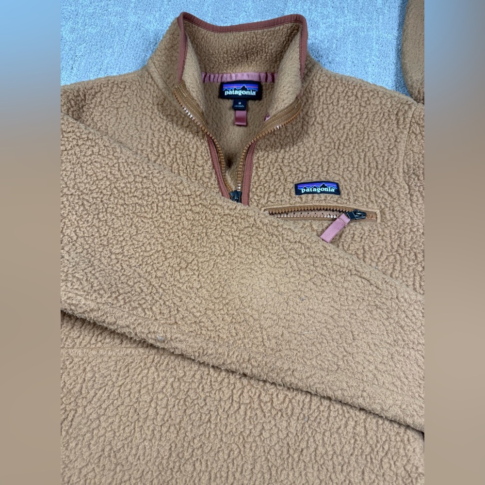 Patagonia Womens Retro Pile Marsupial Brown Pull Over 1/2 Zip Sweater READ M - Picture 6 of 9